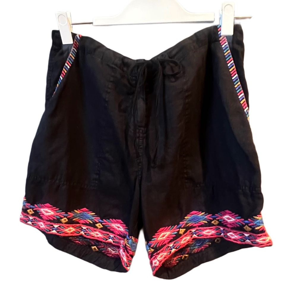 Johnny Was Embroidered Black Women's Shorts